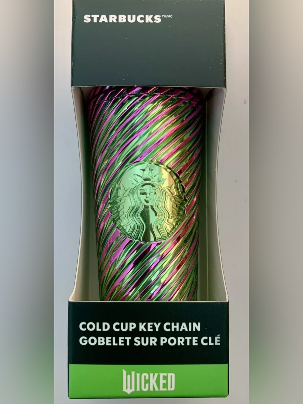 NWT 2024 Starbucks Wicked Pink and Green Swirl Cold Cup Keychain Ornament Gift